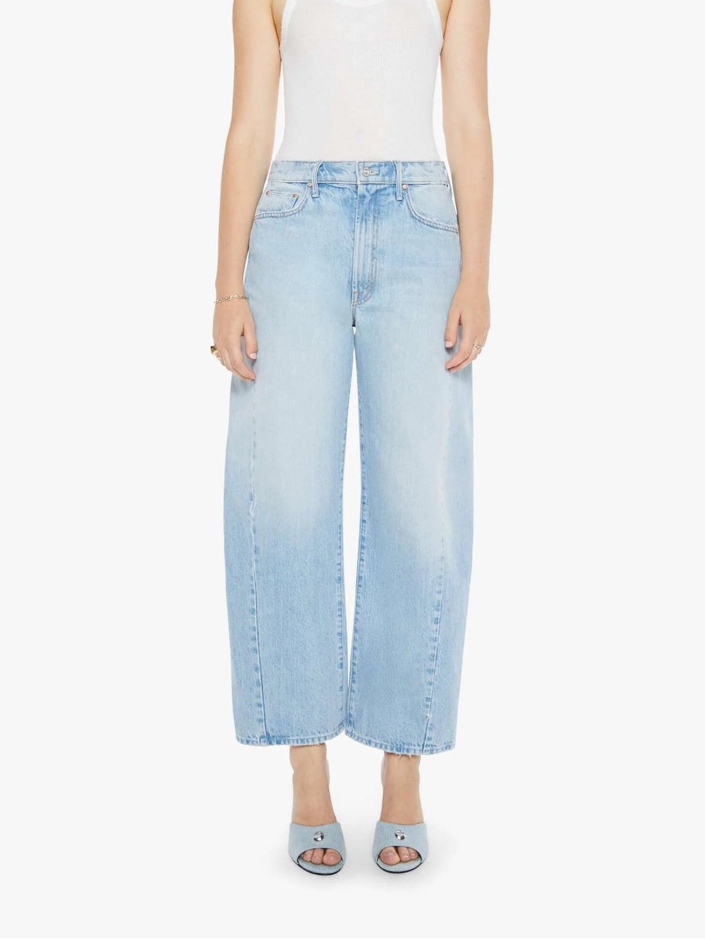 MOTHER Superior The Full Pipe Flood in Back Pedal Bowed Barrel Leg Jeans 33 - Picture 4 of 16